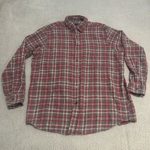 Club Room Shirt Mens XL Gray Red Plaid Flannel Button Up Long Sleeve Casual